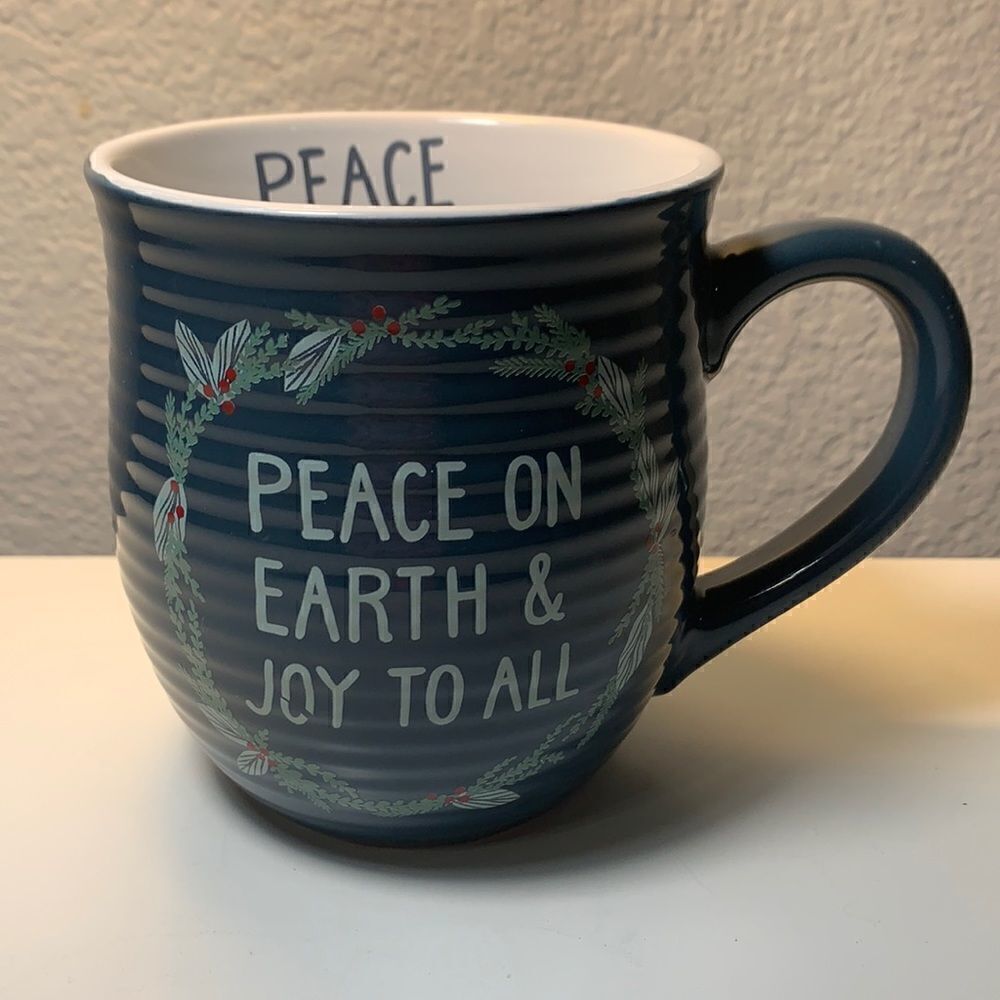 Peace On Earth & Joy To All Green Christmas Mug